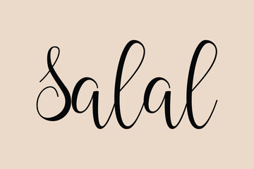 Salal Cursive Calligraphy Black Color Text On Light Golden Yellow Background