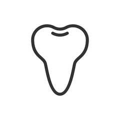 Healthy tooth with one root, cute single vector icon illustration. Line style isolated image