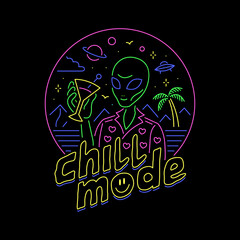 CHILL MODE NEON BADGE COLOR BLACK BACKGROUND