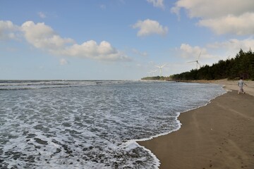 Seaside scenery and fishing port style, in Longfeng Fishing Port in Taiwan.