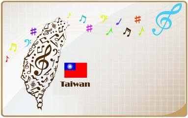 Taiwan map flag made from music notes. 