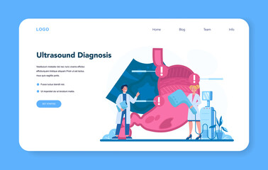 Gastroenterology doctor web banner or landing page set. Idea