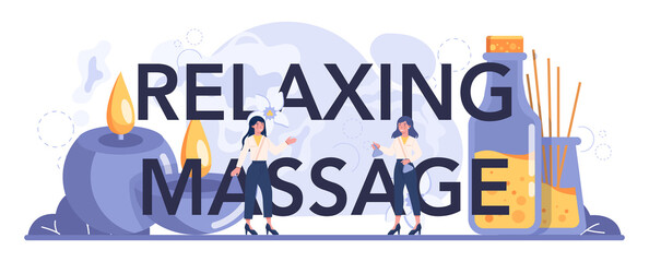 Relaxing massage typographic header. Spa procedure in beauty