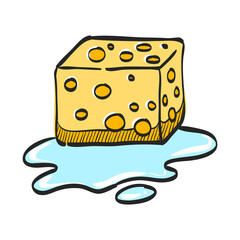 Sponge cleaning icon in color drawing. Housekeeping service wet bathroom