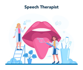 Speech therapist concept. Didactic correction and treatment idea.