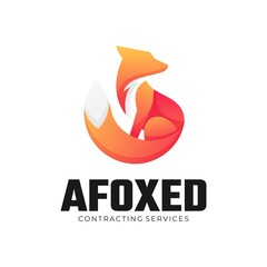 Vector Logo Illustration Fox Gradient Colorful Style.