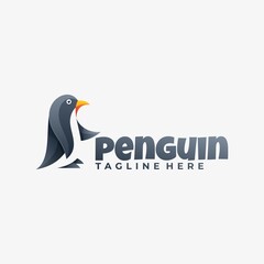Vector Logo Illustration Penguin Gradient Colorful Style.