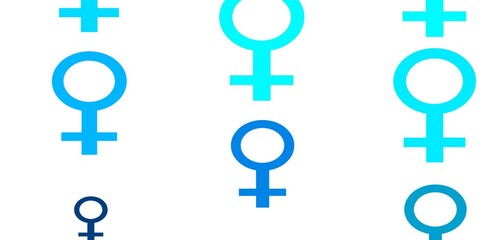Obraz premium Light BLUE vector background with woman symbols.