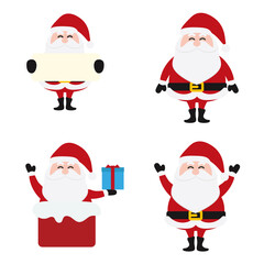 Santa Clauses set for christmas,Collection of Christmas Santa Claus. Merry christmas, vector winter background. Set of cute cartoon Santa Claus and Christmas deer.vector illustration and icon