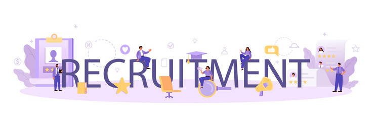 Recruitment typographic header. Idea of employment and job interview.