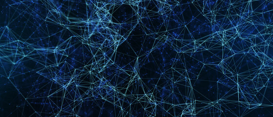 Abstract futuristic - technology with polygonal shapes on dark blue background. Design digital technology concept. 3d illustration.