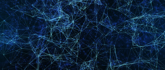 Abstract futuristic - technology with polygonal shapes on dark blue background. Design digital technology concept. 3d illustration.