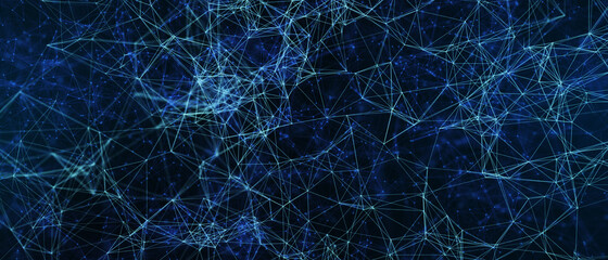 Abstract futuristic - technology with polygonal shapes on dark blue background. Design digital technology concept. 3d illustration.