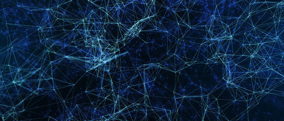 Abstract futuristic - technology with polygonal shapes on dark blue background. Design digital technology concept. 3d illustration.