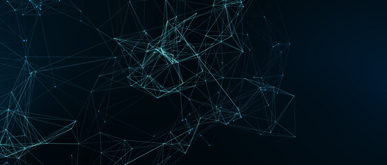 Abstract futuristic - technology with polygonal shapes on dark blue background. Design digital technology concept. 3d illustration.