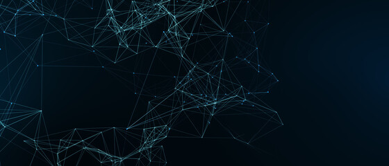 Abstract futuristic - technology with polygonal shapes on dark blue background. Design digital technology concept. 3d illustration.