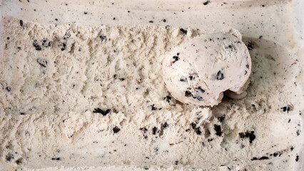 Texture ice cream Cookies & Cream, Top view Food concept, Blank for design..
