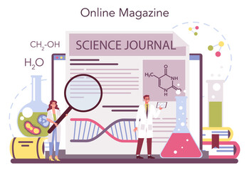 Naklejka premium Chemistry science online service or platform set. Scientific experiment