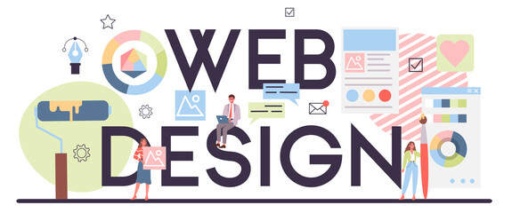 Web design typographic header. Presenting content on web pages.