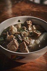 Chinese roll noodle soup.