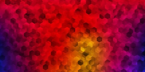 Light red, yellow vector cover with simple hexagons.