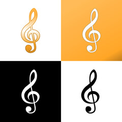 Golden music notes with gradient vector