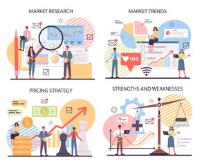 Fototapeta na wymiar Market research and analysis set. Marketing strategy