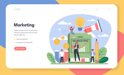 Marketing education school course web banner or landing page