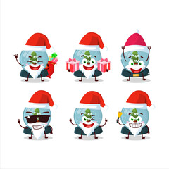 Santa Claus emoticons with snowball with tree cartoon character