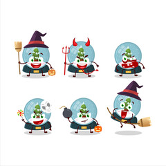 Halloween expression emoticons with cartoon character of snowball with tree