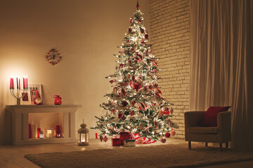 Christmas decor in the house. High quality photo.