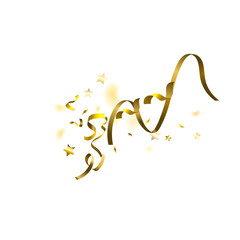 Holiday Serpentine. Gold Foil Streamers Ribbons.