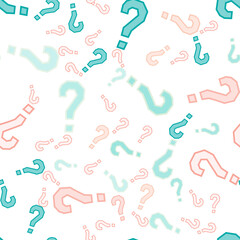Quiz seamless pattern. Question marks, doubt, faq