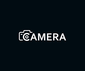 Camera lens concept with initial letter C, abstract logo.