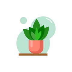 Vector flat house plant pot illustration.