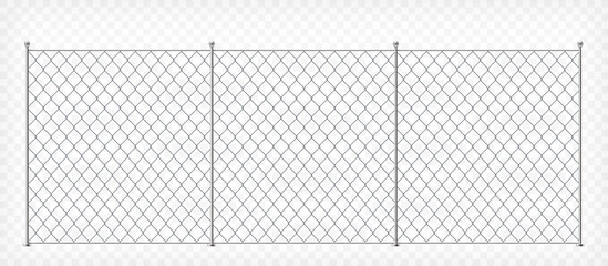 Wire mesh fence template. Isolated on transparent background.
