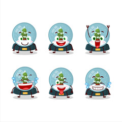Cartoon character of snowball with tree with smile expression