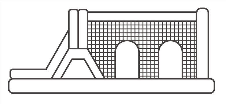 recommend clip art: Bouncy castle outline icon. Jumping house on kids playground. Vector line illustration.