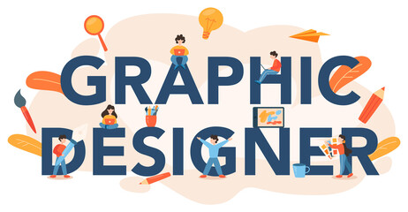 Graphic designer or digital illustrator typographic header. Picture