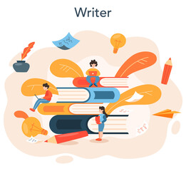 Professional writer or journalist concept illustration. Idea of creative