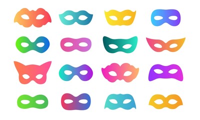 Colorful mask vector icon collection. Different masks isolated on white background