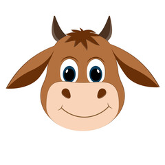 Bull symbol of the year, color vector illustration, isolated on white background, clipart, design, decoration, banner, logo, greeting card