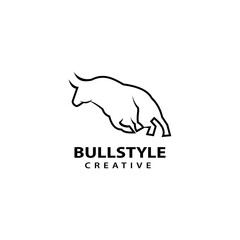 Buffalo line logo template, cow design vector icon illustration