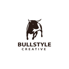 Bull silhouette logo template, cow design vector icon illustration