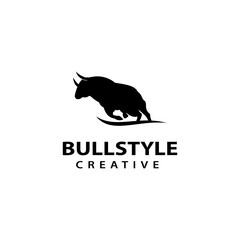 Bull silhouette logo template, cow design vector icon illustration