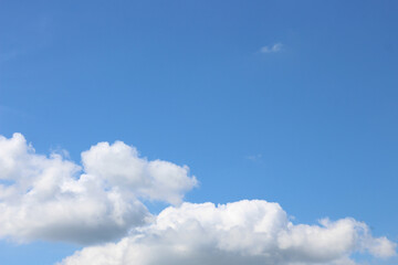 Bright blue sky with white clouds for background or wallpapers