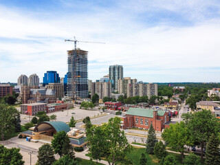 London Skyline under construction from downtown in Victoria Park