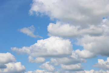 Bright blue sky with white clouds for background or wallpapers