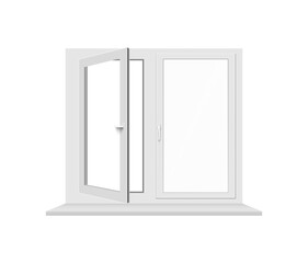 Realistic isolated 3D illustration of glass white plastic window