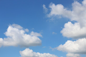 Bright blue sky with white clouds for background or wallpapers